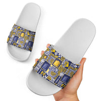 Tokelau Manuia te Kilihimahi Slide Sandals Pacific Patchwork Xmas Vibes - Polynesian Pride