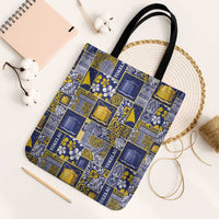 Tokelau Manuia te Kilihimahi Tote Bag Pacific Patchwork Xmas Vibes LT9 Black Strap One Size Blue - Polynesian Pride