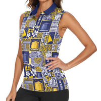 Tokelau Manuia te Kilihimahi Women Sleeveless Polo Shirt Pacific Patchwork Xmas Vibes - Polynesian Pride