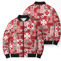 Wallis Et Futuna Kilisimasi Fiefia Bomber Puffer Jacket Pacific Patchwork Xmas Vibes - Polynesian Pride