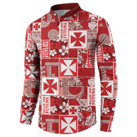 Wallis Et Futuna Kilisimasi Fiefia Button Sweatshirt Pacific Patchwork Xmas Vibes - Polynesian Pride