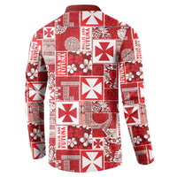 Wallis Et Futuna Kilisimasi Fiefia Button Sweatshirt Pacific Patchwork Xmas Vibes - Polynesian Pride