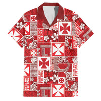Wallis Et Futuna Kilisimasi Fiefia Family Matching Summer Maxi Dress and Hawaiian Shirt Pacific Patchwork Xmas Vibes LT9 Dad's Shirt - Short Sleeve Red - Polynesian Pride