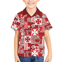 Wallis Et Futuna Kilisimasi Fiefia Family Matching Summer Maxi Dress and Hawaiian Shirt Pacific Patchwork Xmas Vibes LT9 Son's Shirt Red - Polynesian Pride