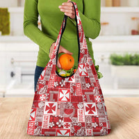 Wallis Et Futuna Kilisimasi Fiefia Grocery Bag Pacific Patchwork Xmas Vibes - Polynesian Pride