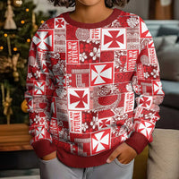 Wallis Et Futuna Kilisimasi Fiefia Kid Ugly Christmas Sweater Pacific Patchwork Xmas Vibes - Polynesian Pride