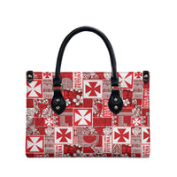 Wallis Et Futuna Kilisimasi Fiefia Leather Bag Pacific Patchwork Xmas Vibes - Polynesian Pride