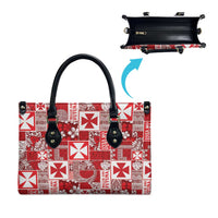 Wallis Et Futuna Kilisimasi Fiefia Leather Bag Pacific Patchwork Xmas Vibes - Polynesian Pride