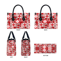 Wallis Et Futuna Kilisimasi Fiefia Leather Bag Pacific Patchwork Xmas Vibes - Polynesian Pride