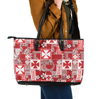 Wallis Et Futuna Kilisimasi Fiefia Leather Tote Bag Pacific Patchwork Xmas Vibes LT9 - Polynesian Pride