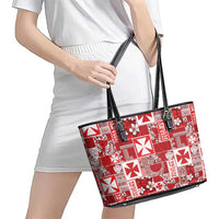 Wallis Et Futuna Kilisimasi Fiefia Leather Tote Bag Pacific Patchwork Xmas Vibes LT9 - Polynesian Pride