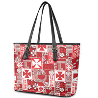 Wallis Et Futuna Kilisimasi Fiefia Leather Tote Bag Pacific Patchwork Xmas Vibes LT9 - Polynesian Pride
