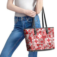 Wallis Et Futuna Kilisimasi Fiefia Leather Tote Bag Pacific Patchwork Xmas Vibes LT9 - Polynesian Pride