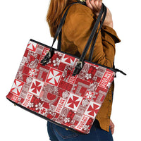 Wallis Et Futuna Kilisimasi Fiefia Leather Tote Bag Pacific Patchwork Xmas Vibes LT9 - Polynesian Pride