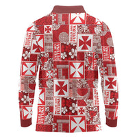 Wallis Et Futuna Kilisimasi Fiefia Long Sleeve Polo Shirt Pacific Patchwork Xmas Vibes - Polynesian Pride
