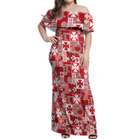 Wallis Et Futuna Kilisimasi Fiefia Off Shoulder Maxi Dress Pacific Patchwork Xmas Vibes - Polynesian Pride