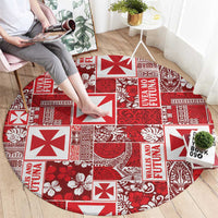 Wallis Et Futuna Kilisimasi Fiefia Round Carpet Pacific Patchwork Xmas Vibes - Polynesian Pride
