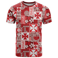 Wallis Et Futuna Kilisimasi Fiefia T Shirt Pacific Patchwork Xmas Vibes LT9 Red - Polynesian Pride