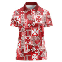 Wallis Et Futuna Kilisimasi Fiefia Women Polo Shirt Pacific Patchwork Xmas Vibes LT9 Female Red - Polynesian Pride