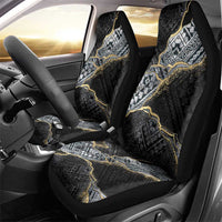 Polynesian Tribal Tattoo Car Seat Cover Dark Marble Pattern