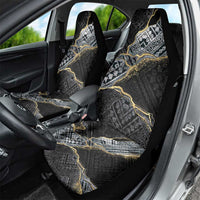 Polynesian Tribal Tattoo Car Seat Cover Dark Marble Pattern