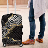 Polynesian Tribal Tattoo Luggage Cover Dark Marble Pattern