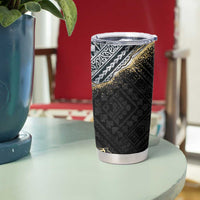 Polynesian Tribal Tattoo Tumbler Cup Dark Marble Pattern