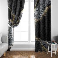 Polynesian Tribal Tattoo Window Curtain Dark Marble Pattern
