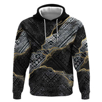 Polynesian Tribal Tattoo Zip Hoodie Dark Marble Pattern LT9 Pullover Hoodie Black - Polynesian Pride