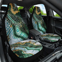 Polynesian Tribal Tattoo Car Seat Cover Green Marble Pattern