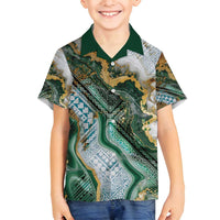 Polynesian Tribal Tattoo Family Matching Tank Maxi Dress and Hawaiian Shirt Green Marble Pattern LT9 Son's Shirt Green - Polynesian Pride