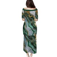 Polynesian Tribal Tattoo Puletasi Green Marble Pattern