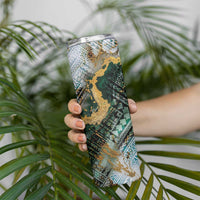 Polynesian Tribal Tattoo Skinny Tumbler Green Marble Pattern