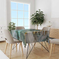 Polynesian Tribal Tattoo Tablecloth Green Marble Pattern