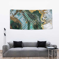 Polynesian Tribal Tattoo Tapestry Green Marble Pattern