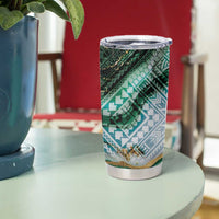 Polynesian Tribal Tattoo Tumbler Cup Green Marble Pattern