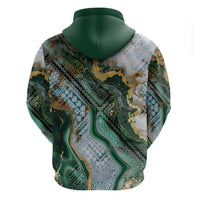 Polynesian Tribal Tattoo Zip Hoodie Green Marble Pattern LT9 - Polynesian Pride