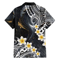 Polynesian Tribal Tattoo Family Matching Tank Maxi Dress and Hawaiian Shirt Plumeria Black Gold Marble Pattern LT9 - Polynesian Pride