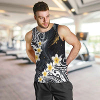 Polynesian Tribal Tattoo Men Tank Top Plumeria Black Gold Marble Pattern