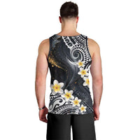 Polynesian Tribal Tattoo Men Tank Top Plumeria Black Gold Marble Pattern