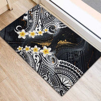 Polynesian Tribal Tattoo Rubber Doormat Plumeria Black Gold Marble Pattern LT9 - Polynesian Pride