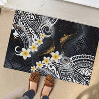 Polynesian Tribal Tattoo Rubber Doormat Plumeria Black Gold Marble Pattern LT9 - Polynesian Pride
