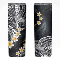 Polynesian Tribal Tattoo Skinny Tumbler Plumeria Black Gold Marble Pattern LT9 Black - Polynesian Pride