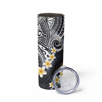 Polynesian Tribal Tattoo Skinny Tumbler Plumeria Black Gold Marble Pattern LT9 - Polynesian Pride