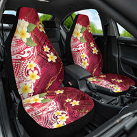 Polynesian Tribal Tattoo Car Seat Cover Plumeria Blood Red and Gold Marble Pattern