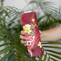 Polynesian Tribal Tattoo Skinny Tumbler Plumeria Blood Red and Gold Marble Pattern