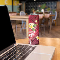 Polynesian Tribal Tattoo Skinny Tumbler Plumeria Blood Red and Gold Marble Pattern