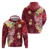 Polynesian Tribal Tattoo Zip Hoodie Plumeria Blood Red and Gold Marble Pattern LT9 - Polynesian Pride