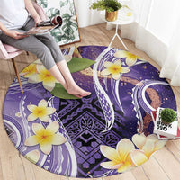 Polynesian Tribal Tattoo Round Carpet Plumeria Purple Marble Pattern LT9 - Polynesian Pride