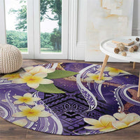 Polynesian Tribal Tattoo Round Carpet Plumeria Purple Marble Pattern LT9 - Polynesian Pride